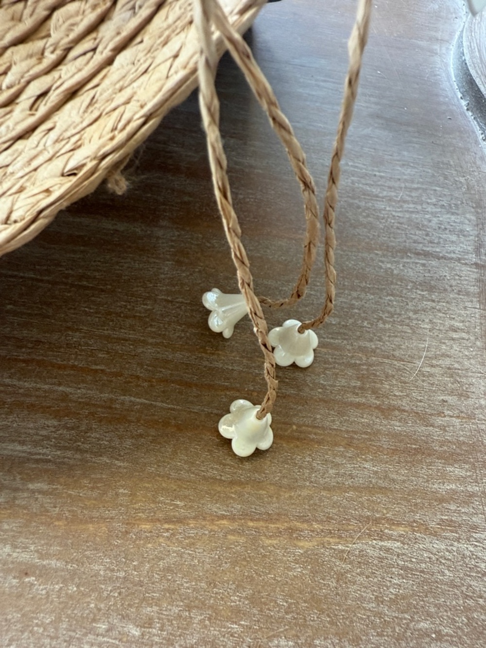 Straw Wide-Brim Beach Hat with Pearl Trim - Picture 2 of 9